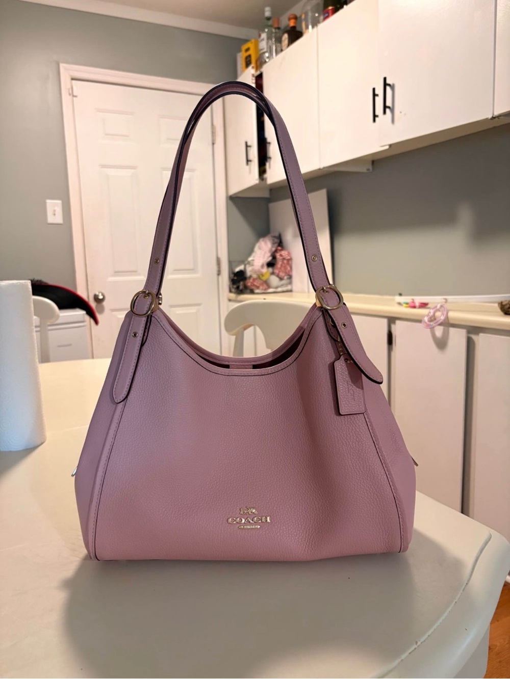 Coach Pebbled Shoulder Bag in Light Mauve